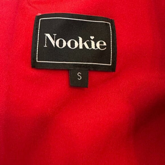 Noookie Bold Red Off-Shoulder Fitted Sheath Dress Spaghetti Strap Size Small - Picture 11 of 12